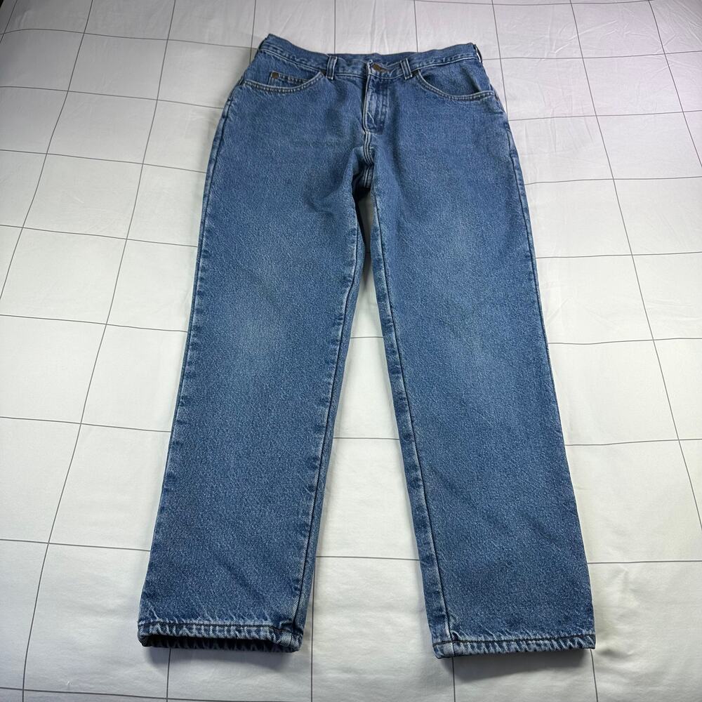 L.L. Bean Jeans Mens 35 Blue Flannel Lined USA Made 100% Cotton Warm Casual